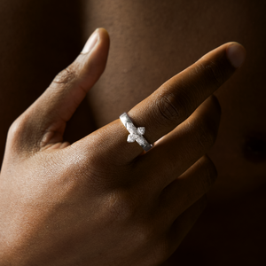 Iced crossed star ring - Argenté