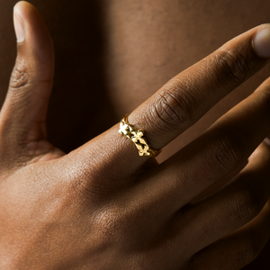 Triple crossed star ring - Doré