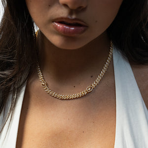 Chaîne Iced Cuban link Signature 5 mm Dorée