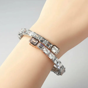 EMERALD CUT BANGLE - SILVER