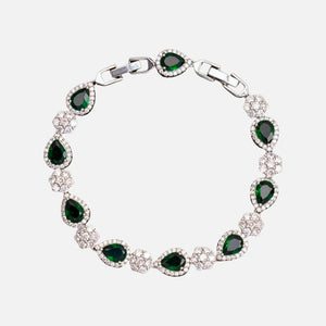 GREEN BLOSSOM DROP BRACELET - SILVER