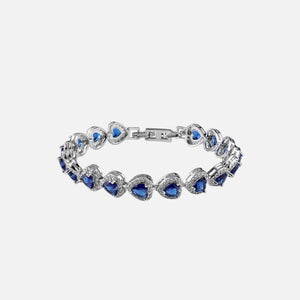BLUE HEART CRYSTAL BRACELET - SILVER