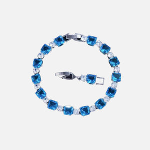 LIGHT BLUE CUBE BRACELET - SILVER