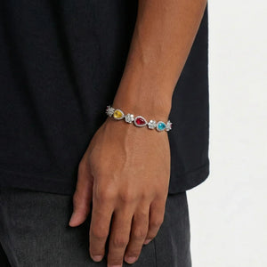 RAINBOW BLOSSOM DROP BRACELET - SILVER