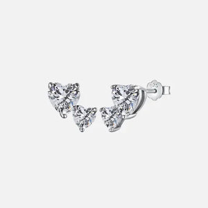ICED DOUBLE HEART EARRINGS - S925