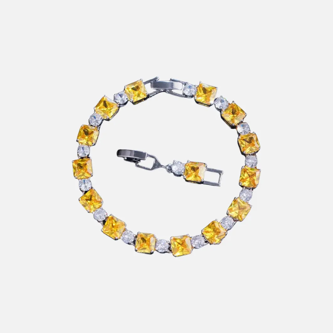 YELLOW CUBE BRACELET - SILVER