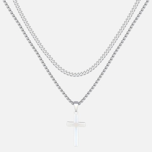 CROSS X CUBAN CHAIN - SILVER