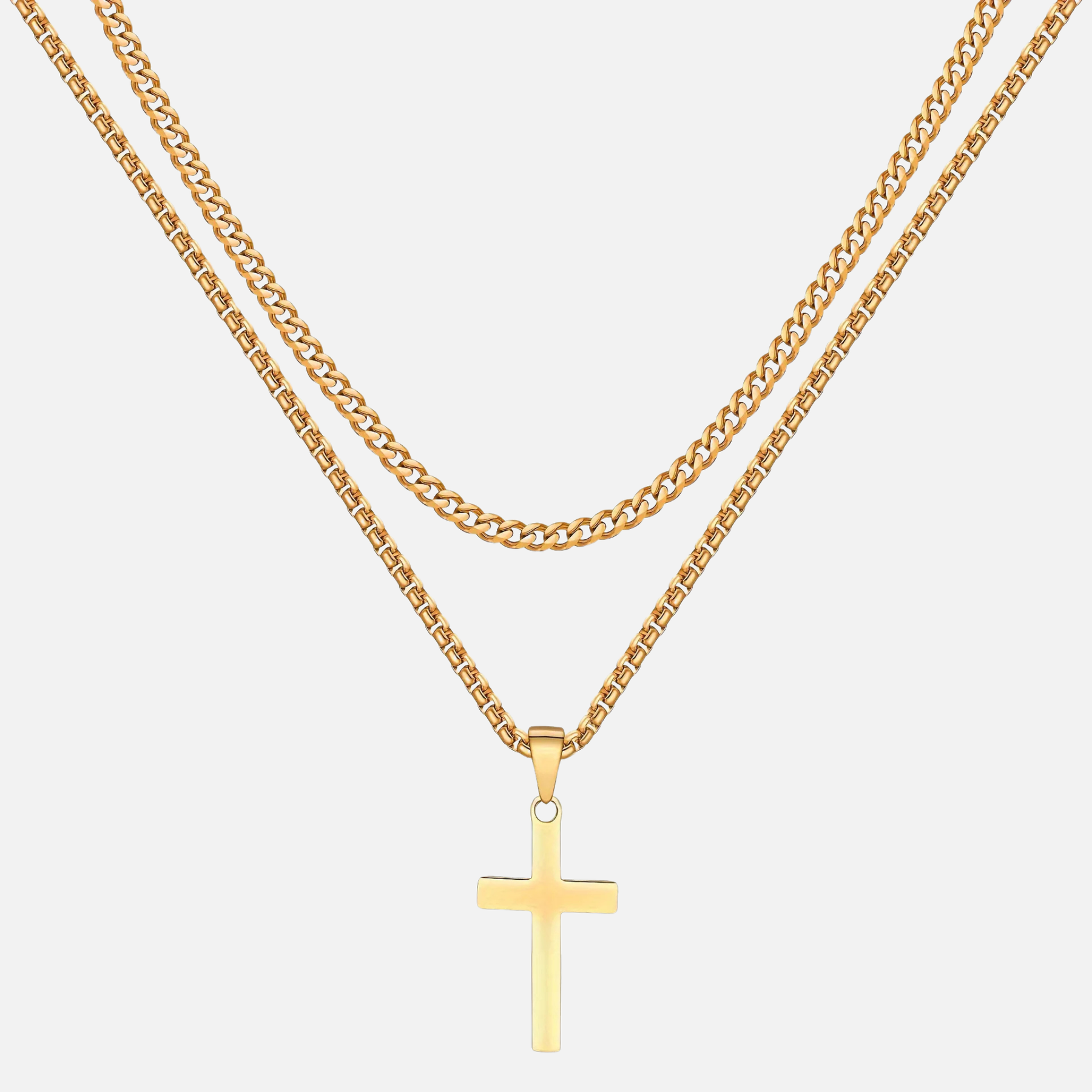 CROSS X CUBAN CHAIN - GOLD
