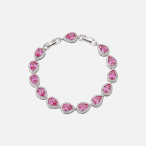 PINK TEAR DROP BRACELET - SILVER