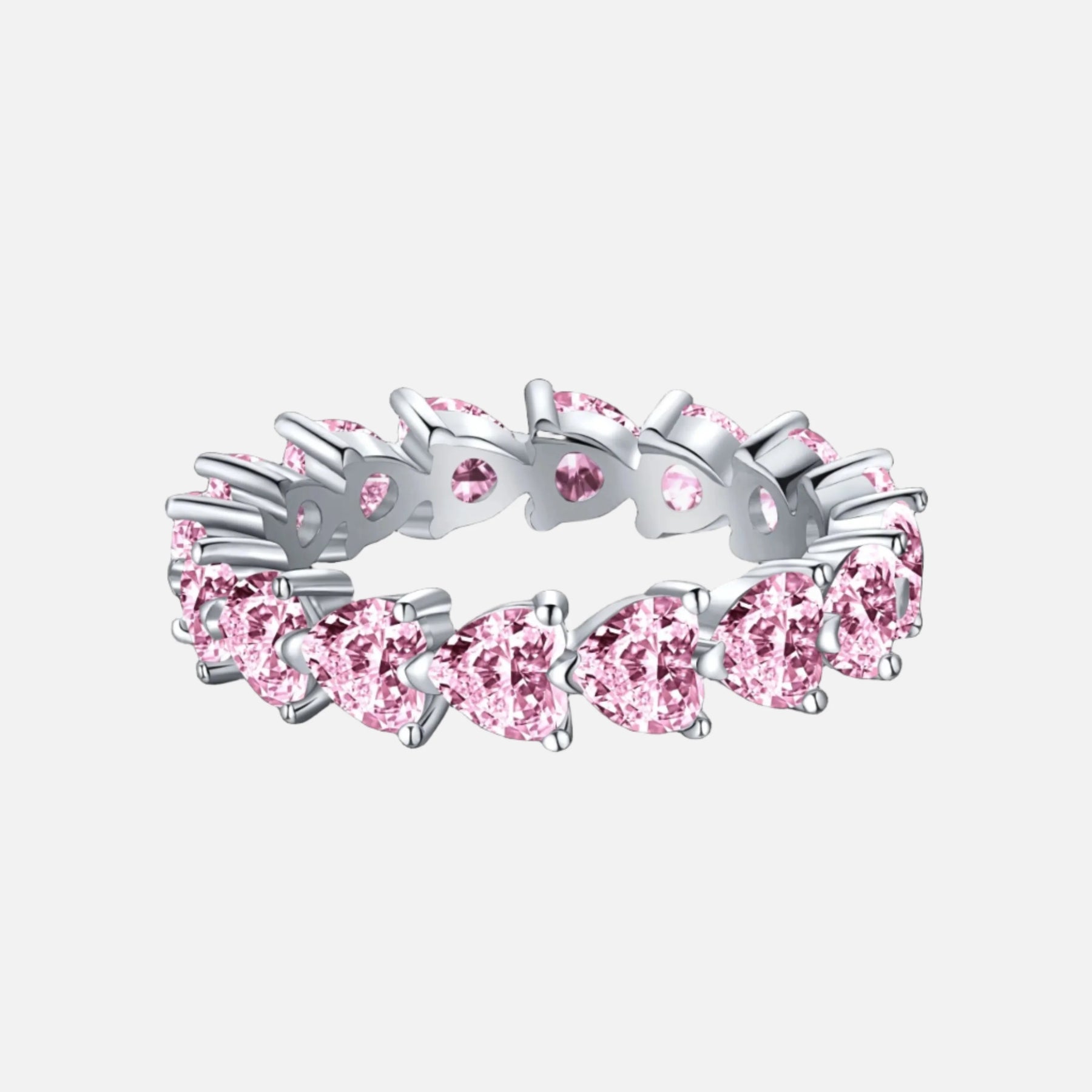 PINK HEART CUT RING - SILVER
