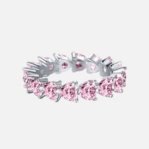 PINK HEART CUT RING - SILVER
