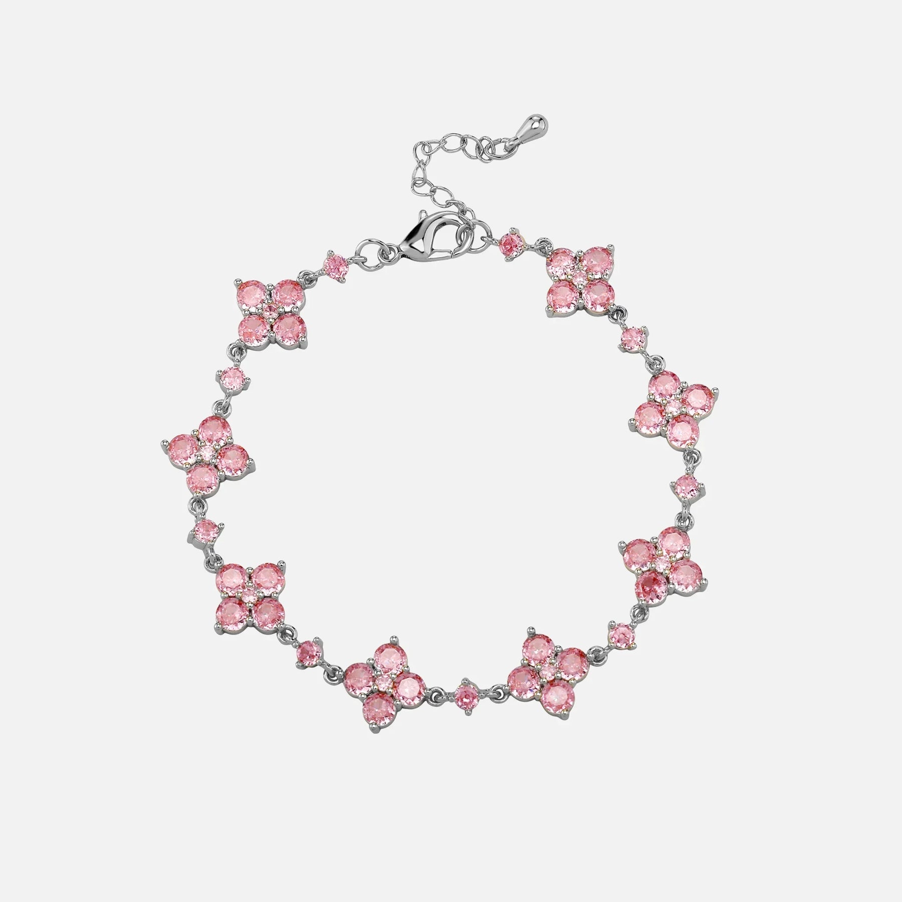 PINK STAR CLOVER BRACELET - SILVER