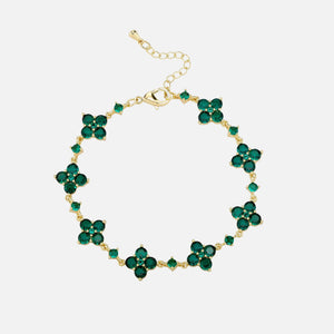 GREEN STAR CLOVER BRACELET - GOLD