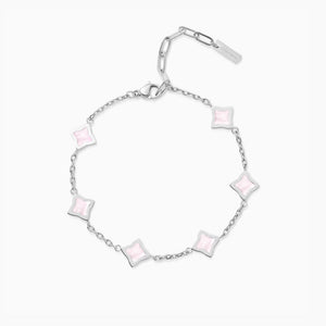 Bracelet Flower câble Argenté - Motif Rose