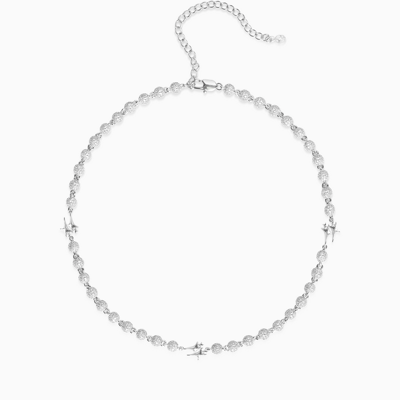 Chaîne Iced Bead link Signature Argentée