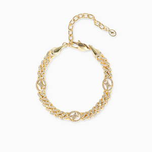 Bracelet Iced Cuban link Signature 5 mm Doré