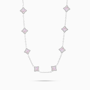 Chaîne Flower câble Argentée - Motif Rose