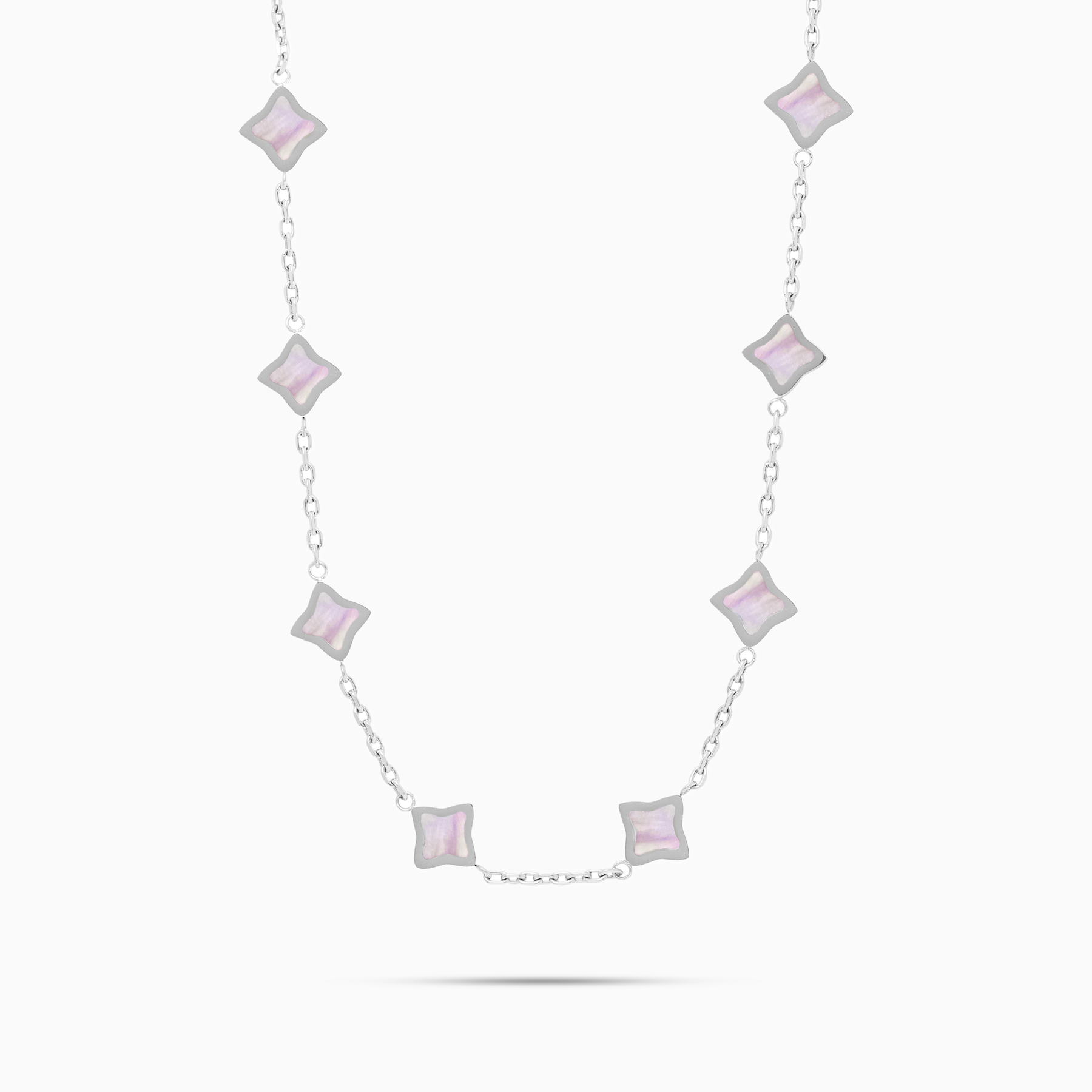 Chaîne Flower câble Argentée - Motif Rose