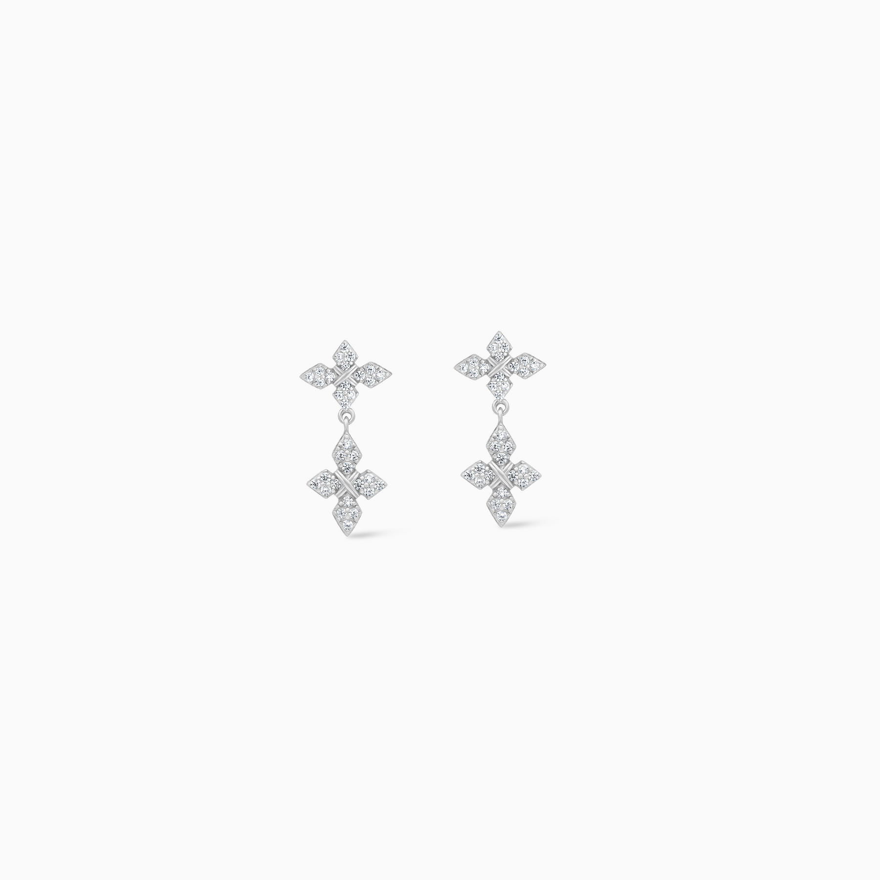 Iced Crossed Star Earrings - Argenté