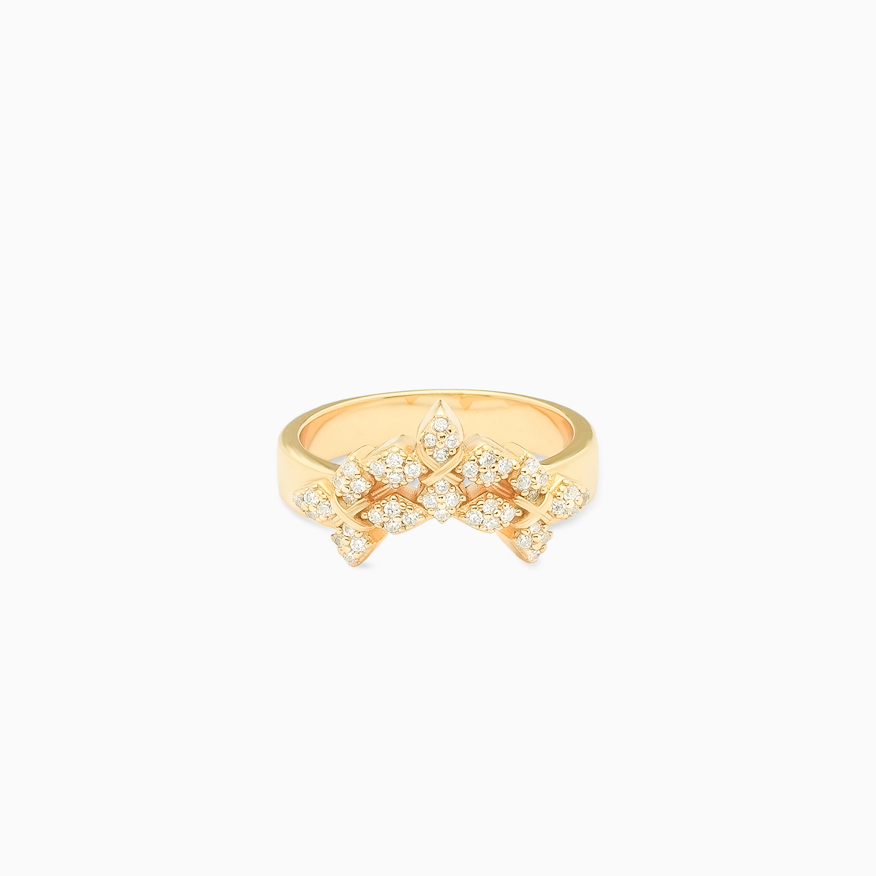 Iced triple crossed star ring- Doré