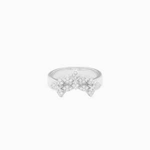 Iced triple crossed star ring - Argenté