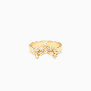 Iced triple crossed star ring - Doré