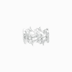Iced Monogram Ring Argenté