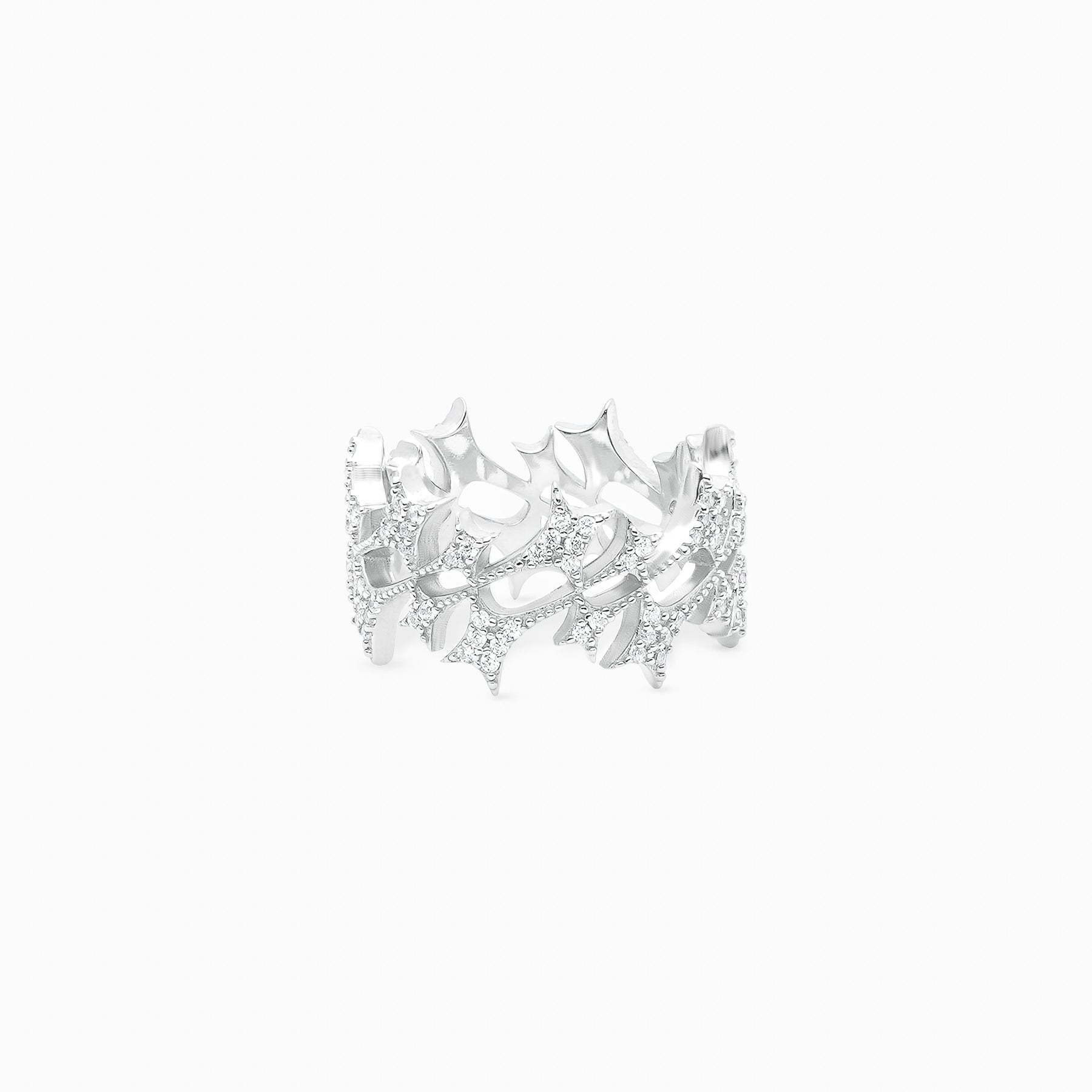 Iced Monogram Ring Argenté