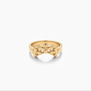 Triple crossed star ring - Doré